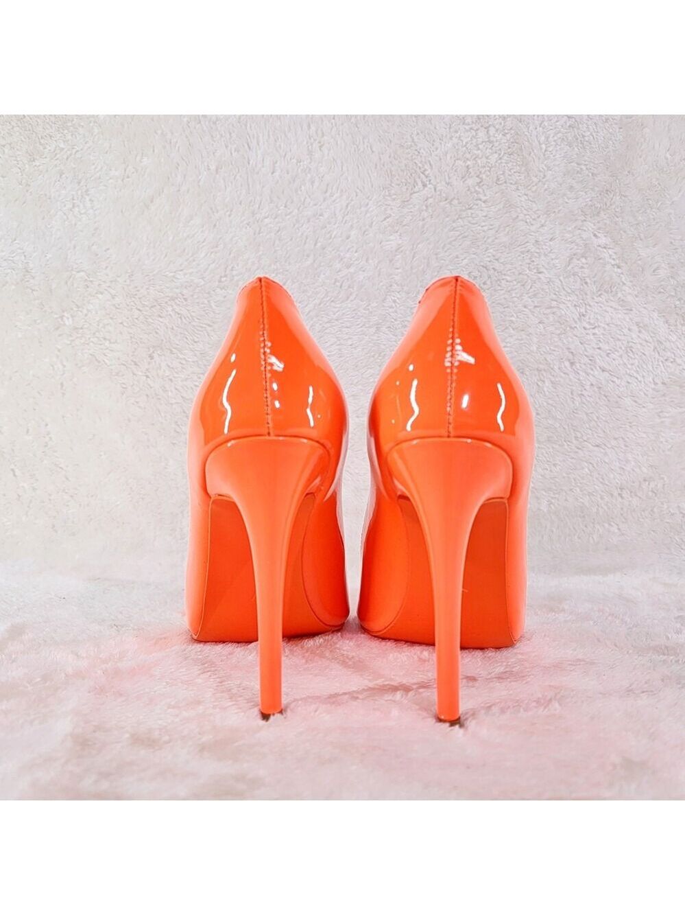 NIB Fabio Neon Orange Patent 4" High Heel Shoes Pointy Toe Pump US Ladies 7-13 - Picture 4 of 9